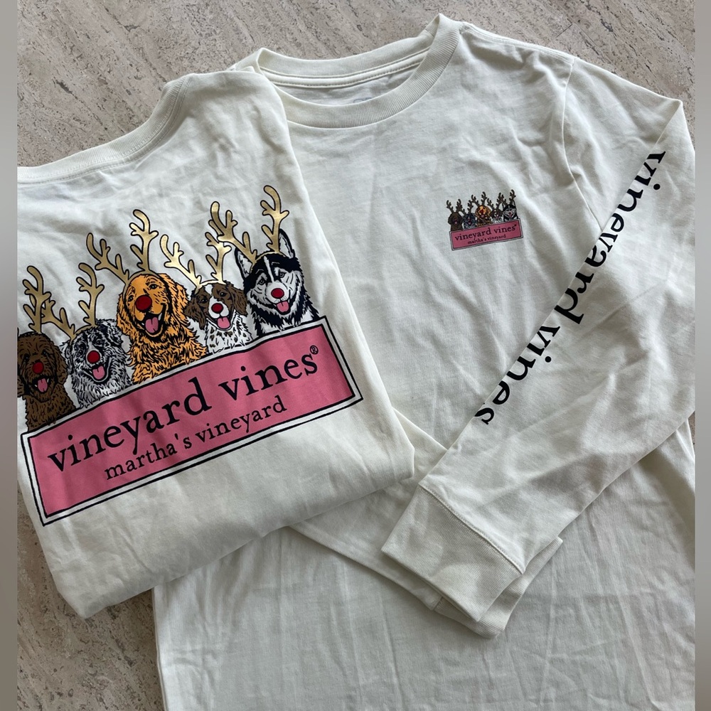 Vineyard Vines long sleeve with Christmas Dog graphic